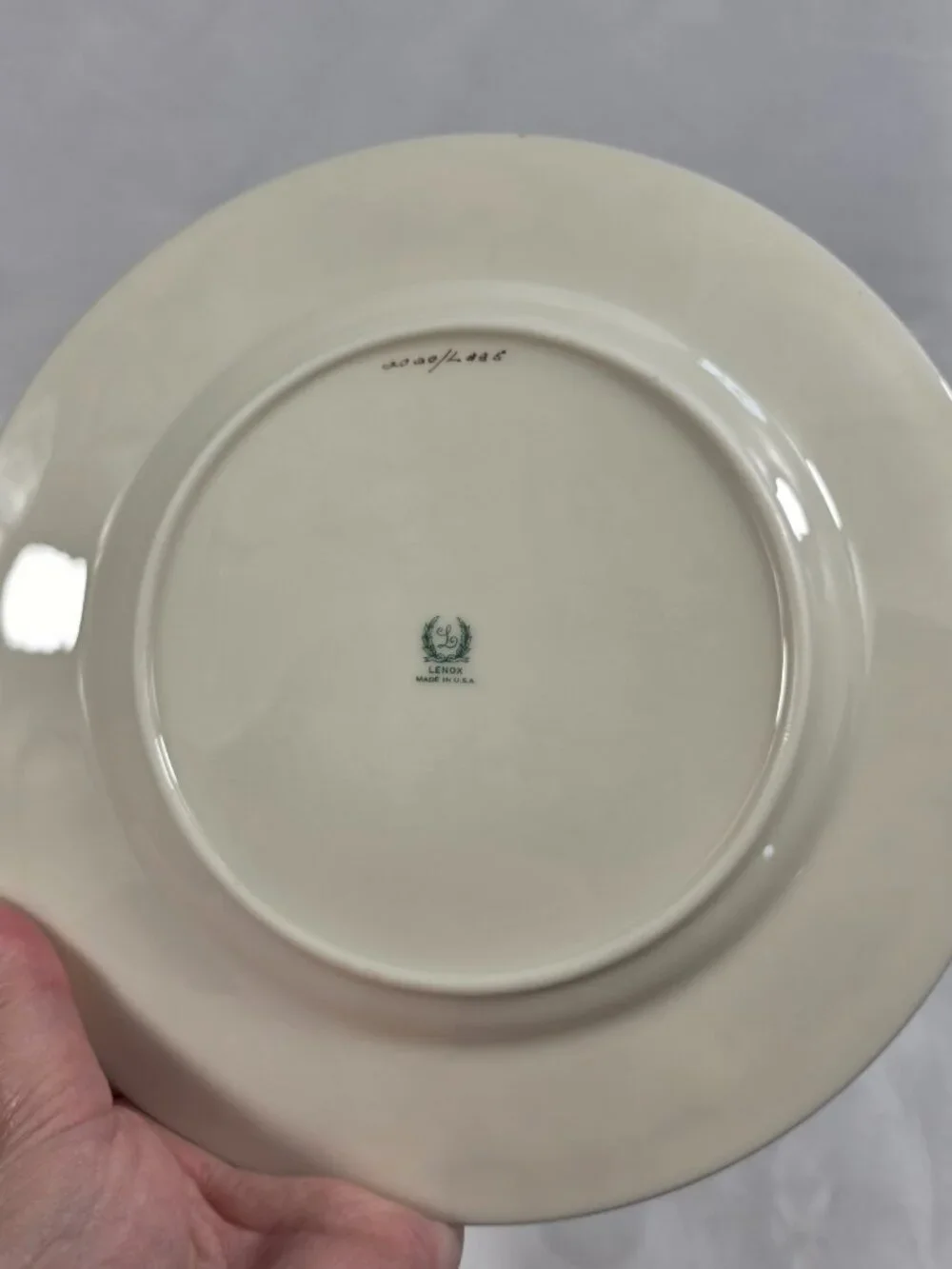 TWO Lenox Radience Luncheon Plates Ivory with Rose Bouquets, Gold Scrolls & Trim